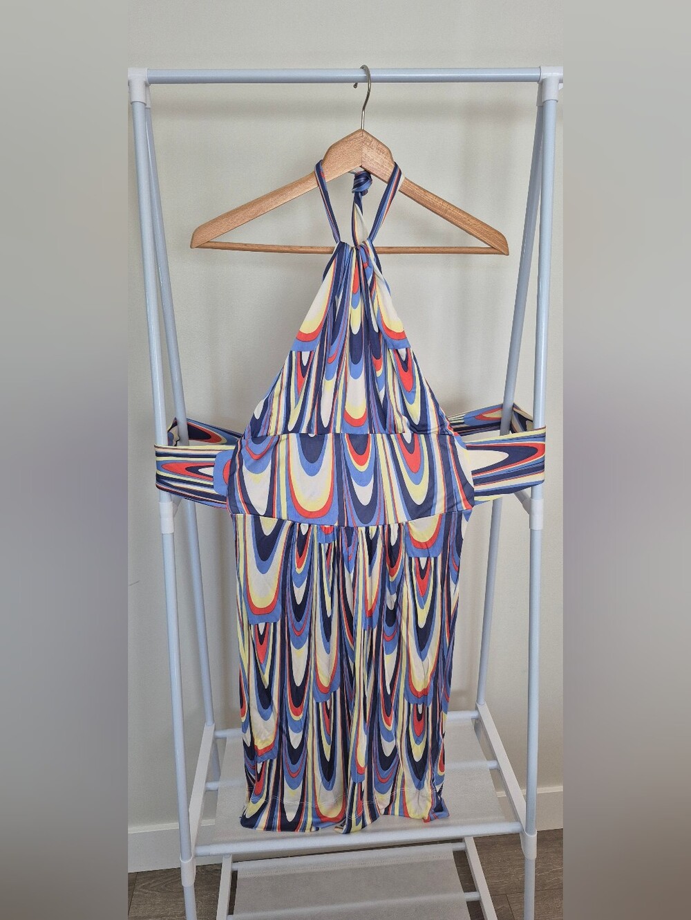 Missoni Halter Maxi Dress in Multicolor Wave Print